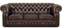 Casa Padrino Luxus Echtleder 3er Sofa Dunkelbraun 210 x 90 x H. 80 cm - Chesterfield Sofa 