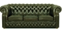 Casa Padrino Luxus Echtleder 3er Sofa Dunkelgr�n 210 x 90 x H. 80 cm - Chesterfield Sofa