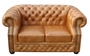 Casa Padrino Luxus Echtleder 2er Sofa Hellbraun 180 x 90 x H. 80 cm - Chesterfield M�bel 