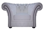 Casa Padrino Chesterfield Echtleder Sessel Wei� 110 x 90 x H. 80 cm - Luxus Kollektion 