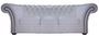 Casa Padrino Chesterfield Echtleder 3er Sofa Wei� 210 x 90 x H. 80 cm - Luxus Kollektion 