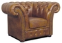 Casa Padrino Chesterfield Echtleder Sessel Braun 110 x 90 x H. 80 cm - Luxus Wohnzimmerm�bel 