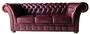 Casa Padrino Luxus Echtleder 3er Sofa Dunkelrot 210 x 90 x H. 80 cm - Chesterfield M�bel 