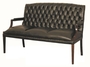 Casa Padrino Chesterfield Echtleder 3er Sitzbank mit Armlehnen Schwarz / Dunkelbraun 180 x 60 x H. 100 cm - Luxus M�bel