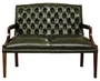 Casa Padrino Chesterfield 2er Sitzbank mit Armlehnen Dunkelgr�n / Dunkelbraun 120 x 60 x H. 100 cm - Echtleder M�bel 