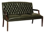 Casa Padrino Chesterfield 3er Sitzbank mit Armlehnen Dunkelgr�n / Dunkelbraun 180 x 60 x H. 100 cm - Echtleder M�bel 