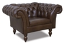 Casa Padrino Chesterfield Echtleder Sessel Dunkelbraun 130 x 90 x H. 80 cm - Wohnzimmerm�bel im Chesterfield Design 