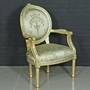 Casa Padrino Barock Salon Stuhl Medaillon Mod2 mit Armlehnen Hellgr�n / Gold - Antikstil Stuhl