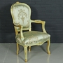 Casa Padrino Barock Salon Stuhl Medaillon Mod1 mit Armlehnen Hellgr�n / Gold - Antikstil Stuhl