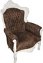 Casa Padrino Barock Sessel Braun Lederoptik / Creme - Limited Edition
