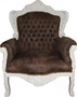 Casa Padrino Barock Sessel Braun Lederoptik / Creme - Limited Edition