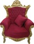Casa Padrino Barock Sessel Al Capone mit Kissen Bordeaux Rot / Gold - Antikstil Wohnzimmer M�bel 