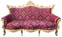 Casa Padrino Barock 3er Sofa Bordeaux Rot Muster / Gold - Wohnzimmer M�bel Couch Lounge 