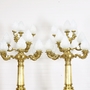 Casa Padrino Barock Stand Kronleuchter mit Marmor S�ulen Set Mod2 Creme / Gold - Edel & Prunkvoll