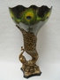 Casa Padrino Barock Porzellan / Messing Vase in Pfau Design - H. 69.5 cm - Luxus Vase 