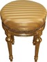 Casa Padrino Barock Sitzhocker - Rundhocker Gold Creme Streifen / Gold - Barock Hocker M�bel