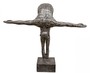 Casa Padrino Kunstspringer Skulptur Silber / Schwarz 157 x 54 x H. 135 cm - Luxus Deko Turmspringer Figur