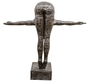 Casa Padrino Kunstspringer Skulptur Silber / Schwarz 157 x 54 x H. 135 cm - Luxus Deko Turmspringer Figur