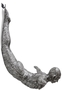 Casa Padrino Kunstspringer Skulptur Silber / Schwarz 147 x 157 x H. 80 cm - Luxus Deko Turmspringer Figur