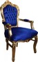 Casa Padrino Barock Esszimmerstuhl Blau / Gold mit Armlehnen - Stuhl - Barockstuhl - M�bel