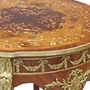 Casa Padrino Barock Beistelltisch Mahagoni Intarsien / Gold H78 x 76 cm - Ludwig XVI Antik Stil Tisch - M�bel