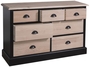 Casa Padrino Landhausstil Sideboard Schwarz / Naturfarben 122 x 38 x H. 75 cm - M�bel im Landhausstil 