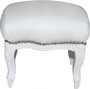 Casa Padrino Barock Fu�hocker Wei� / Wei� Lederoptik - Hocker M�bel 