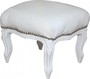 Casa Padrino Barock Fu�hocker Wei� / Wei� Lederoptik - Hocker M�bel 