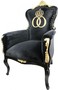 Pomp��s by Casa Padrino Luxus Barock Sessel Bergere Schwarz / Gold mit Goldkrone - Pomp��ser Barock Sessel designed by Harald Gl��ckler