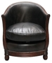 Casa Padrino Luxus Sessel Schwarz / Dunkelbraun 65 x 74 x H. 74 cm - Echtleder Wohnzimmerm�bel