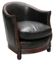 Casa Padrino Luxus Sessel Schwarz / Dunkelbraun 65 x 74 x H. 74 cm - Echtleder Wohnzimmerm�bel