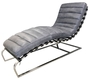 Casa Padrino Luxus Echtleder Lounge  Sessel / Liege Grau 140 x 59 x H. 82 cm - Leder Art Deco Relax Sessel 