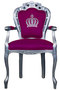 Pomp��s by Casa Padrino Luxus Barock Esszimmerstuhl mit Armlehnen Pink / Silber - Pomp��ser Barock Stuhl designed by Harald Gl��ckler