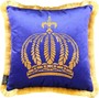 Harald Gl��ckler Luxus Deko Kissen Pomp��s by Casa Padrino Blau / Gold Krone mit Strass Steinen - Gl��ckler Kissen 