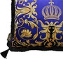 Harald Gl��ckler Luxus Deko Barock Kissen Pomp��s by Casa Padrino Blau / Gold Krone Deluxe mit Strass Steinen und Troddeln - Gl��ckler Kissen