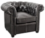 Casa Padrino Luxus Echtleder Sessel Vintage Schwarz 95 x 88 x H. 73 cm - Chesterfield M�bel 