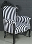 Casa Padrino Barock Sessel Schwarz / Wei� 85 x 85 x H. 120 cm - Barockstil Wohnzimmer Sessel mit Streifen