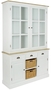 Casa Padrino Landhausstil Schrank mit 2 Glast�ren Antik Wei� / Naturfarben 123 x 32 x H. 200 cm - Landhausstil M�bel