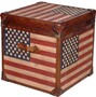 Casa Padrino Luxus Truhe Stars & Stripes Braun / Mehrfarbig 49 x 44 x H. 57 cm - Handgefertigte Echtleder Truhe im Kofferlook  