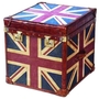 Casa Padrino Luxus Truhe Mehrfarbig 60 x 60 x H. 60 cm - Handgefertigte Echtleder Truhe mit Union Jack Design 