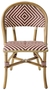 Casa Padrino Luxus Rattanstuhl Naturfarben / Burgundy / Wei� 46 x 60 x H. 83 cm - Wintergarten M�bel