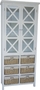 Casa Padrino Landhausstil Vitrine Wei� / Naturfarben 86 x 38 x H. 204 cm - Handgefertigter Vitrinenschrank im Landhausstil 