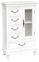 Casa Padrino Landhausstil Schrank mit T�r und 5 Schubladen Wei� 50 x 30 x H. 92 cm - Handgefertigter kleiner Wohnzimmerschrank im Landhausstil