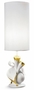 Casa Padrino Luxus Tischleuchte Porzellan Nature Wei� / Gold H54 x 16 cm - Luxus Beleuchtung Tischlampe 