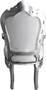 Casa Padrino Barock Esszimmer Stuhl mit Armlehnen Wei� / Silber Lederoptik - M�bel Antik Stil