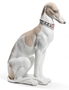 Casa Padrino Luxus Porzellan Skulptur Windhund Wei / Braun 11 x H. 30 cm - Luxus Qualitt 