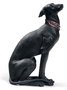 Casa Padrino Luxus Porzellan Skulptur Windhund Schwarz 11 x H. 30 cm - Handgefertigte & Handbemalte Luxus Deko Figur 