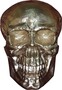Casa Padrino Skulptur Totenkopf Skull Gold B. 30 cm H. 43 cm - Deko Figur - Wanddeko 
