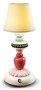 Casa Padrino Luxus Tischleuchte Elfenbeinfarben / Mehrfarbig  12 x H. 30 cm - Porzellan LED Tischlampe  
