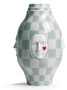 Casa Padrino Designer Porzellan Vase Wei� / Grau  31 x H. 52 cm - Handgefertigte & Handbemalte Luxus Dekoration 